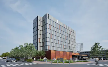 JR帯広駅南口再開発の中核施設となる「サウナ&スパリゾート 北海道ホテル帯広駅南」(完成予想イメージ)