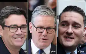 左から英国のバーナム・マンチェスター市長、スターマー首相、ストリーティング前保健相 左から英国のバーナム・マンチェスター市長、スターマー首相、ストリーティング前保健相