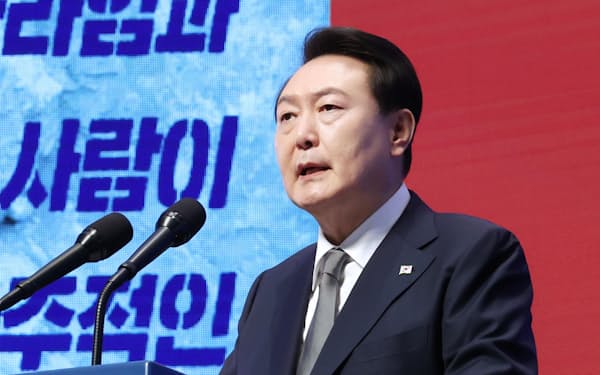 韓国の尹錫悦大統領は抗日独立運動の記念式典で日韓協力の重要性を説いた（１日、ソウル）＝聯合・共同