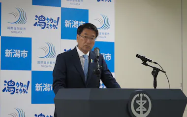 新潟市の中原八一市長(21日、新潟市)
