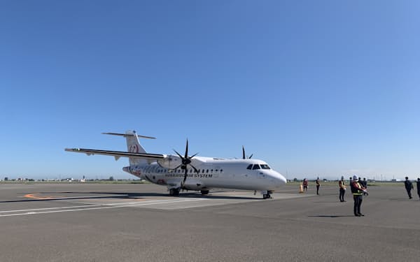札幌丘珠空港と愛知県内の空港を結ぶ便の運航は初めて（22年6月、札幌市）