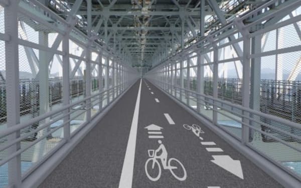 大鳴門橋に設置される自転車道（イメージ）