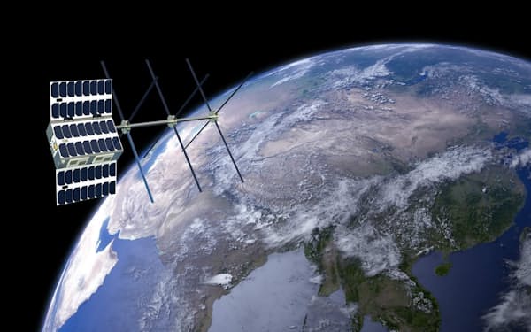 デンマークのスタートアップ、スターヌラは2023年1月にVDES衛星の初号機「STERNULA-1」を打ち上げた。大きな「八木・宇田アンテナ」が特徴。28年までに同衛星を61機打ち上げる計画だ(出所:スターヌラ)