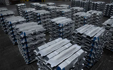 Aluminium ingots produced at the Krasnoyarsk Aluminium Smelter (KrAZ) of Rusal in the Siberian city of Krasnoyarsk, Russia May 13, 2026. REUTERS/Alexander Manzyuk