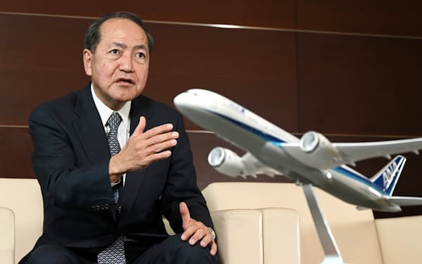 「航空貨物需要は着実に伸びていく」と話すＡＮＡホールディングスの芝田社長