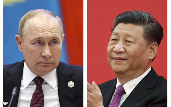 中国の習近平(シー・ジンピン)国家主席とロシアのプーチン大統領=AP
                                                        