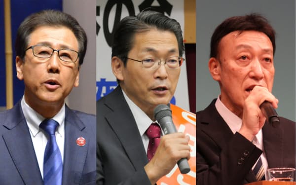 札幌市長選に出馬する3候補。左から秋元氏、木幡氏、高野氏