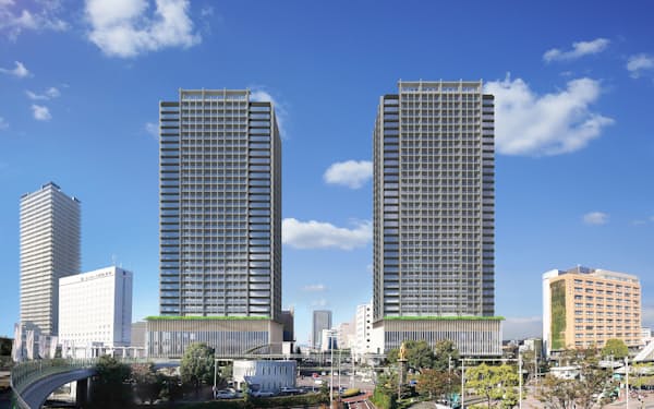 ＪＲ岐阜駅北側の再開発で建設されるツインタワーのイメージ
