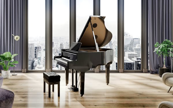消音できるため、アコースティックのグランドピアノと比べ一般家庭でも弾きやすい（GP―9）