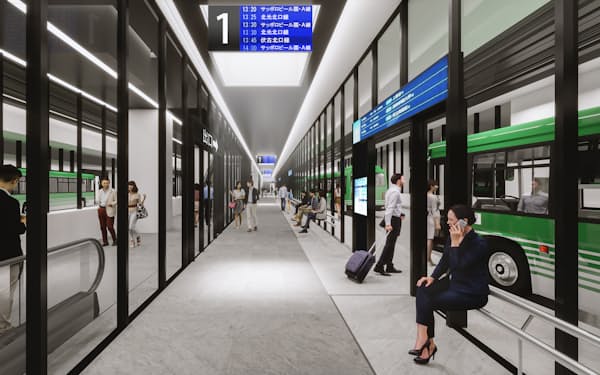 札幌駅に設ける新しいバスターミナル（イメージ、再開発組合提供）