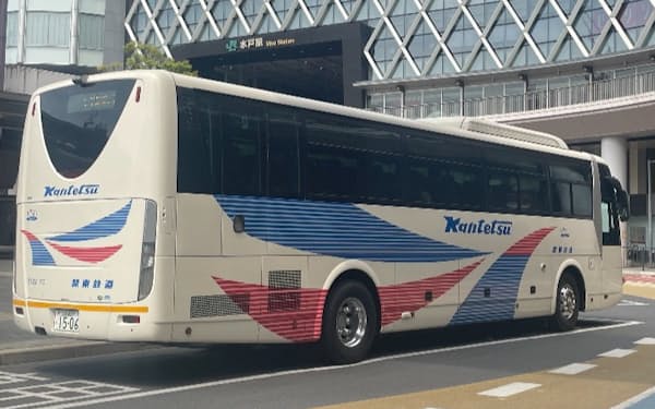 高速バス「TMライナー」は水戸市とつくば市を直接つなぐ唯一の公共交通機関だ（水戸駅前）