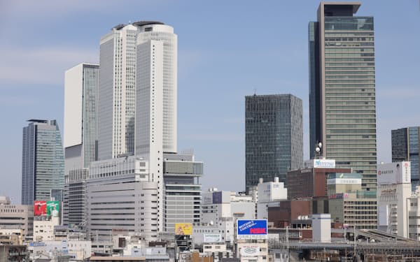 名古屋駅前の高層ビル群。IT企業が相次いで拠点を開設している（名古屋市）
