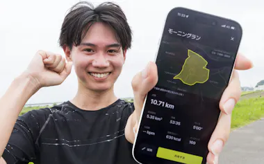自分の決めたコースを回り囲ったエリアを獲得した潮田さん(千葉県香取市)