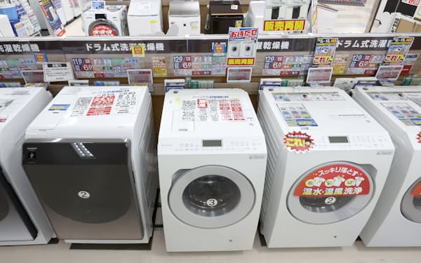 パナソニックはドラム式洗濯機などを対象に家電量販店とデータ共有を進める(大阪市)=一部画像処理しています