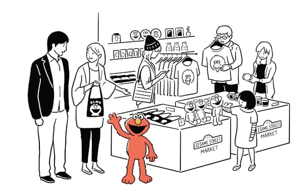 セサミストリートのキャラクター商品を販売する（TM and © 2023 Sesame Workshop）