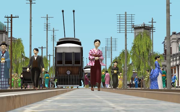 江戸東京博物館のゲームアプリ「ハイパー江戸博　明治銀座編」の画面