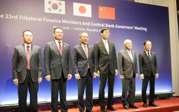 日中韓３カ国は財務相・中央銀行総裁会議を開いた（2日、韓国・仁川）