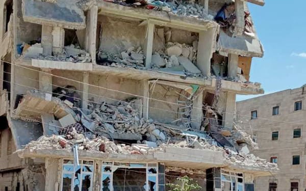 地震の被害が残るシリア北西部の建物＝2日（地元住民提供・共同）