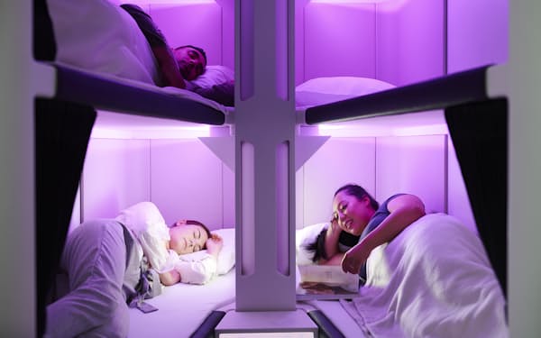 NZ航空が導入するエコノミー席向けのベッド「スカイネスト」＝同社提供