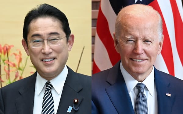 岸田首相㊧とバイデン米大統領は18日に広島で会談する