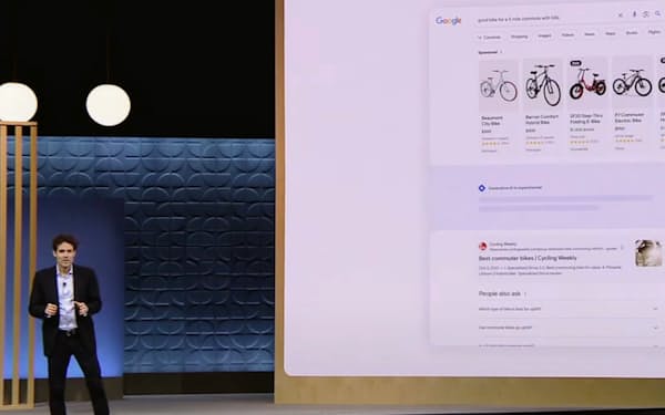 生成AIのネット広告事業への影響について説明する米グーグルのフィリップ・シンドラー最高事業責任者(23日、配信画面)