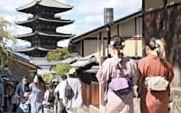 観光地を訪れた人たち(京都市東山区)