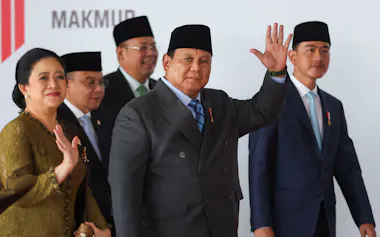 プラボウォ大統領㊥は施政方針演説で「高成長と財政規律の両立」を唱えたが……(8月14日、ジャカルタ)=ロイター