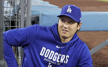 カージナルス戦で31試合ぶりに欠場したドジャース・大谷(3日、ロサンゼルス)=共同