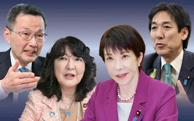 政権内で「リフレ否定」の発言が相次ぐ(左から若田部氏、片山氏、高市氏、城内氏)