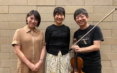 （右から）バイオリンの高木和弘、チェロの細谷公三香、ビオラの田中佑子