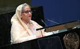 米ニューヨークでの国連総会で演説するバングラデシュのハシナ首相（9月22日）=ロイター
