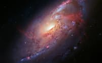 ハッブル宇宙望遠鏡によって撮影された渦巻銀河「NGC 4258」。その横幅は3万光年であり、地球から2300万光年の距離に位置している。その中に含まれる星の新たな測定結果は、宇宙の膨張速度が予想よりも速いことを示唆している。（PHOTOGRAPH BY ROBERT GENDLER, SCIENCE PHOTO LIBRARY）