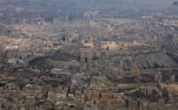 上空から見たシリア北部アレッポ（2020年2月）＝ロイター