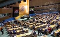 国連総会は27日、イスラエル・ハマスの停戦決議案を採決する＝国連提供