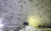 報道陣に公開された「ハイパーカミオカンデ」のドーム状の空洞部分（29日、岐阜県飛驒市）=共同