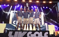LIVゴルフ今季最終戦の団体戦で優勝したデシャンボーのチーム。LIVゴルフと米男子ツアーの統合に関しては、いまだ青写真程度しか示されていない＝AP