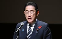 岸田首相は企業年金などアセットオーナー（資金の出し手）に関する行動規範を策定すると表明した（10月2日、東京都千代田区）