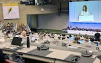 スイス西部ジュネーブで「水銀に関する水俣条約」の第5回締約国会議が開催された（3日）＝共同