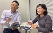 「推し旅アップデート」の開発に携わったＪＲ東海の伊藤悟さん㊧と宮沢理香さん