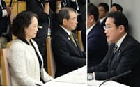 3月の「政労使会議」で発言する岸田首相（写真右）。同左は連合の芳野会長と経団連の十倉会長