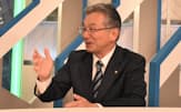 日経CNBC「トップに聞く」に出演した酉島製作所の原田CEO（16日、東京・大手町）