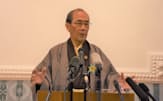 門川市長は2月の京都市長選に立候補した松井氏の支援を記者会見で表明した（17日、京都市）