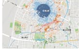 富山市とウネリーは市街地の人流データを取得した（富山駅周辺来訪者の移動状況）