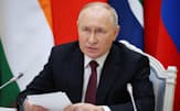 オンラインで出席したBRICS会議で発言するロシアのプーチン大統領（21日、モスクワ）=ロイター