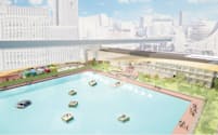 中川運河沿いの名古屋駅南側に人工のビーチや運河を見渡せるバーなどを設ける（イメージ）