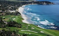 ペブルビーチゴルフリンクス　1919年開場。米カリフォルニア州にある、太平洋に面したゴルフコース。多くのホールがゴツゴツとした岩の連なる太平洋岸の地形に沿って作られている。宮本卓撮影