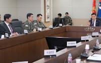 韓国国防相は全軍主要指揮官会議で北朝鮮対応を指示した（２８日、ソウル市内）＝韓国国防省提供