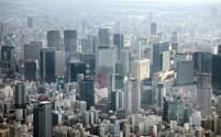 大阪のオフィス価格は3期連続で上昇率が最大だった（大阪市内の高層ビル群）