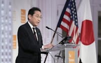 資産運用立国へ向けた政府の取り組みについて米ニューヨークで講演した岸田首相（９月）