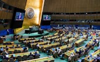 国連総会は12日、ガザにおける戦闘の即時停戦を求める決議案を採択した＝ロイター